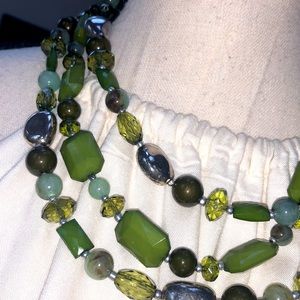 Green Bead Necklace | PREMIERE DESIGNS 3 STRAND BEADED NECKLACE